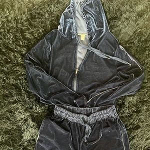 Forever 21 blue suede tracksuit
